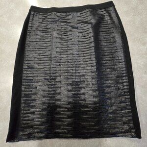 PETER NYGARD Women's Black Faux Snakeskin Knit Stretch Pencil Lined Skirt  Sz 12